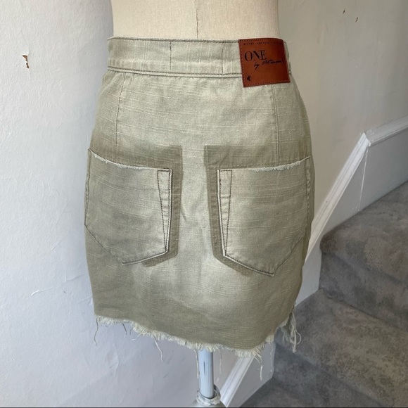 One Teaspoon Cococash Khaki Asymmetric Raw Hem Cotton Wrap Skirt EUC Size Small - Picture 3 of 12